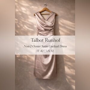 Talbot Runhof Note2 Oyster Stretch Satin Cocktail Dress IT 42 US 12